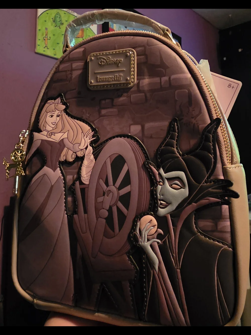 New! Loungefly Disney Sleeping Beauty & Maleficent Spinning Wheel Mini Backpack